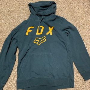 dark teal and yellow fox hoodie